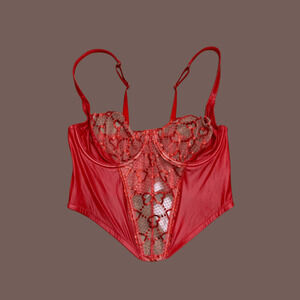 Savage X Fenty Corset | Red Lace Hearts | Size 1X | Vintage